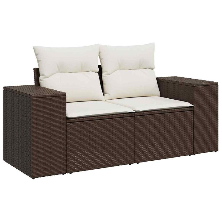 Set Canapele De Grădină Cu Perne, 5 Piese, Maro, Poliratan