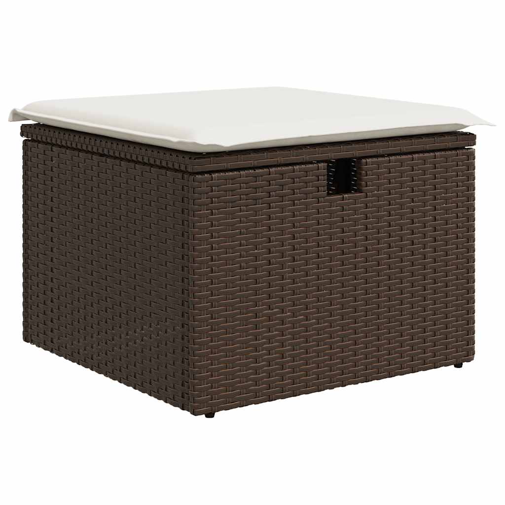 Set Canapele De Grădină Cu Perne, 5 Piese, Maro, Poliratan