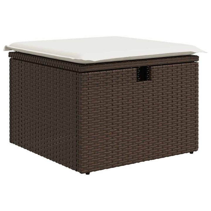 Set Canapele De Grădină Cu Perne, 5 Piese, Maro, Poliratan