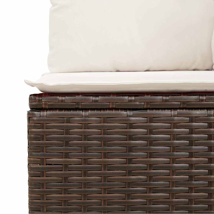 Set Canapele De Grădină Cu Perne, 5 Piese, Maro, Poliratan