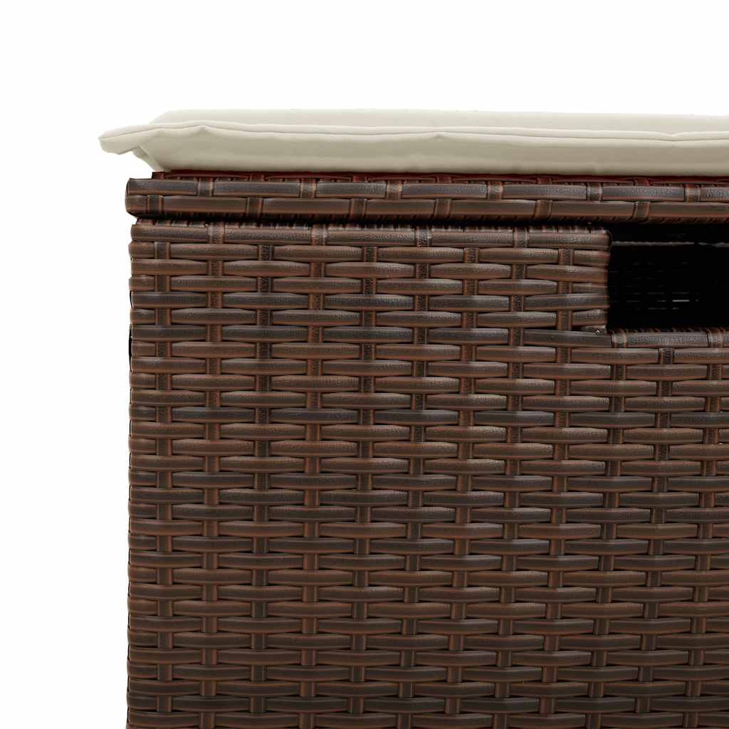 Set Canapele De Grădină Cu Perne, 5 Piese, Maro, Poliratan