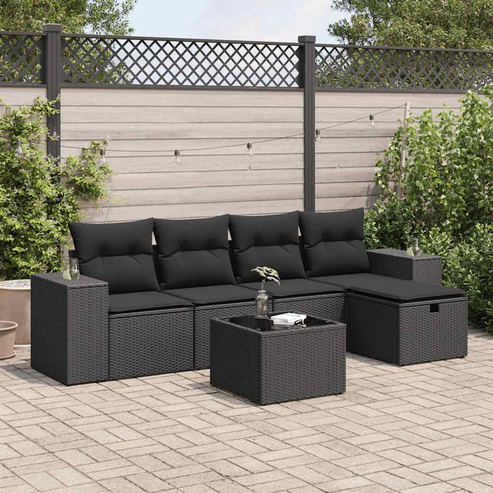 Set Canapele De Grădină Cu Perne, 5 Piese, Maro, Poliratan