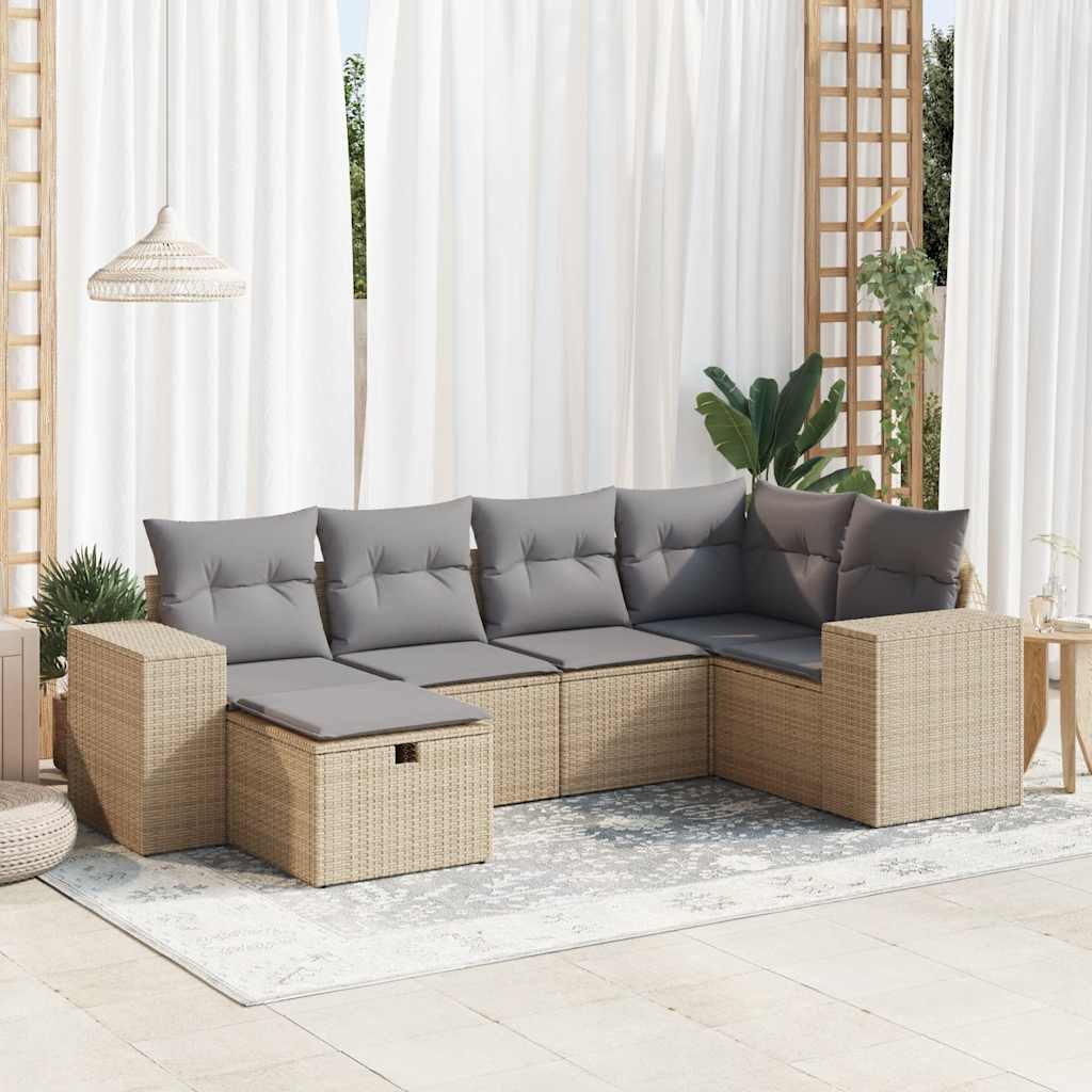 Set Mobilier De Grădină Cu Perne, 6 Piese, Negru, Poliratan