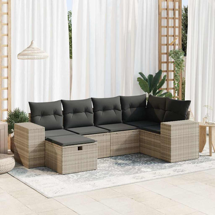 Set Mobilier De Grădină Cu Perne, 6 Piese, Negru, Poliratan