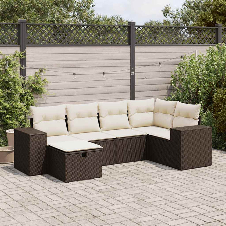 Set Mobilier De Grădină Cu Perne, 6 Piese, Negru, Poliratan