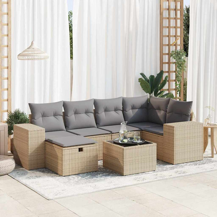 Set Mobilier De Grădină Cu Perne, 6 Piese, Negru, Poliratan