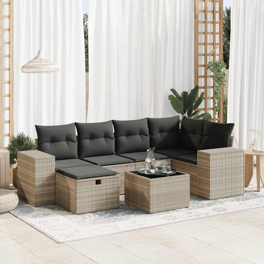 Set Mobilier De Grădină Cu Perne, 6 Piese, Negru, Poliratan