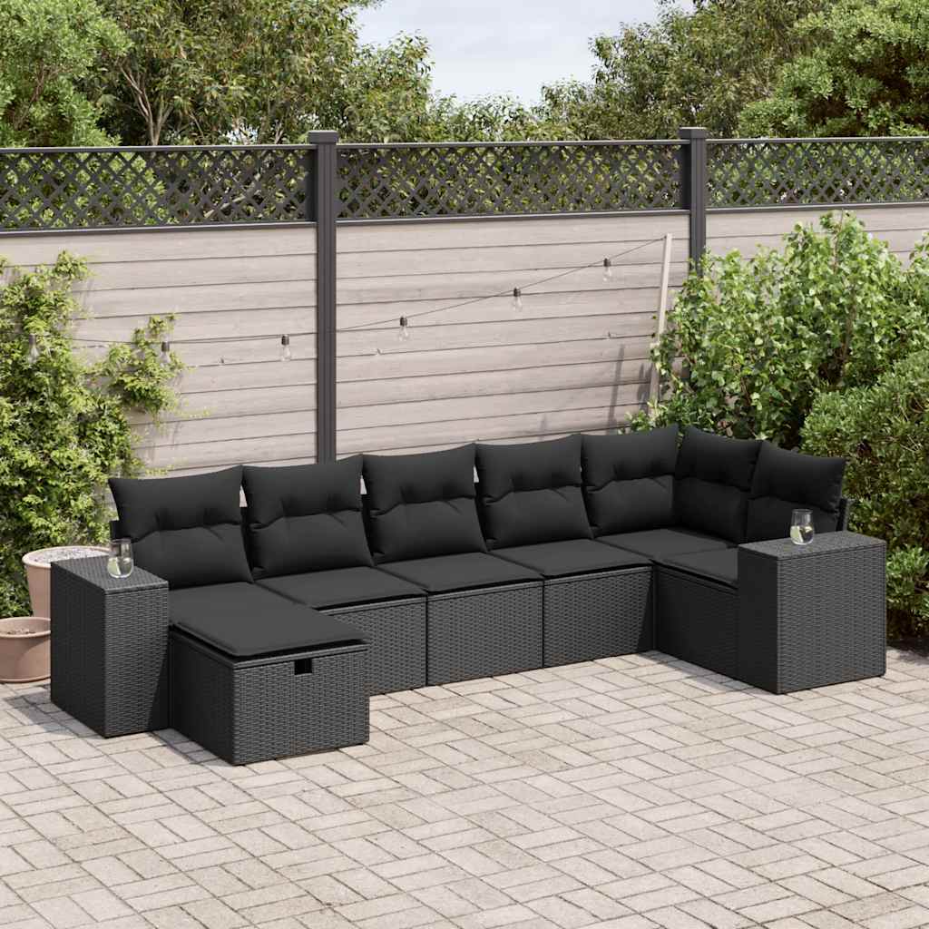 Set Canapele De Grădină Cu Perne, 8 Piese, Maro, Poliratan