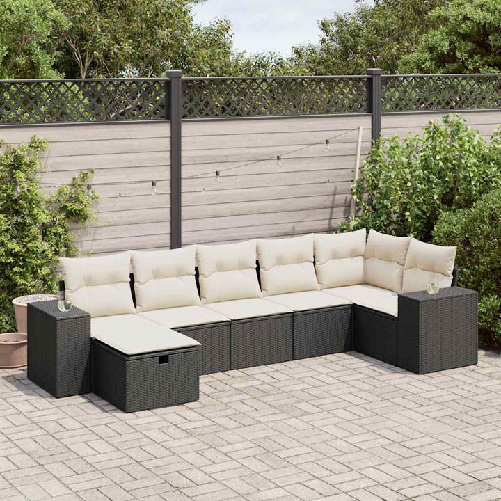 Set Canapele De Grădină Cu Perne, 8 Piese, Maro, Poliratan