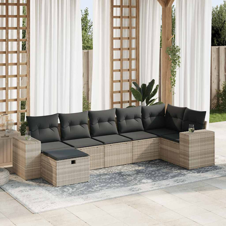 Set Canapele De Grădină Cu Perne, 8 Piese, Maro, Poliratan