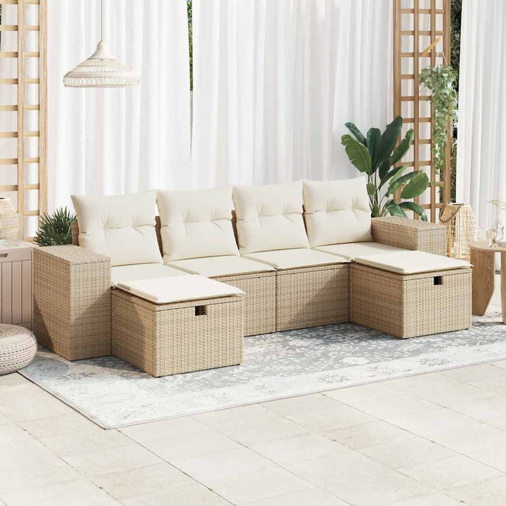 Set Mobilier De Grădină Cu Perne, 6 Piese, Negru, Poliratan
