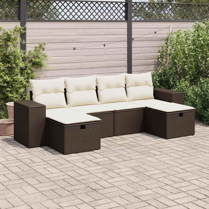 Set Mobilier De Grădină Cu Perne, 6 Piese, Negru, Poliratan