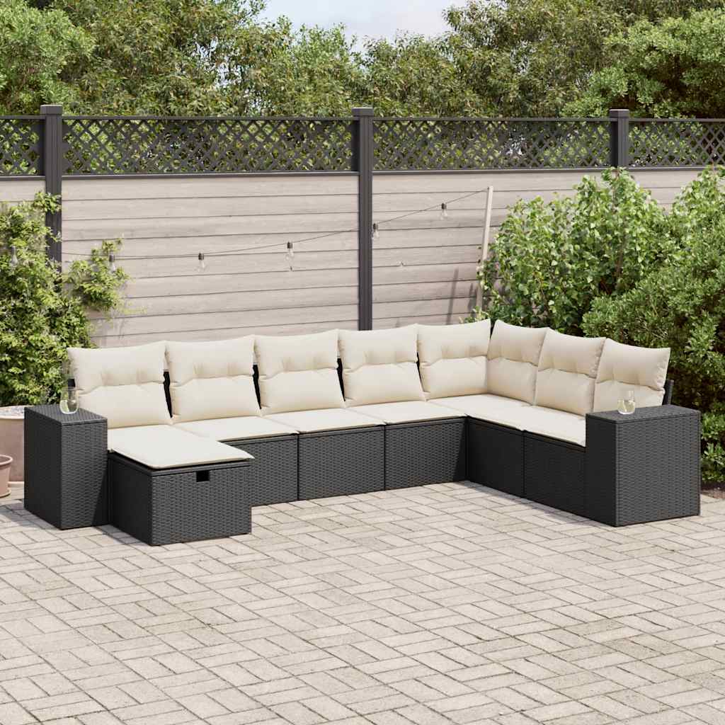Set Canapele De Grădină, 8 Piese, Cu Perne, Bej, Poliratan
