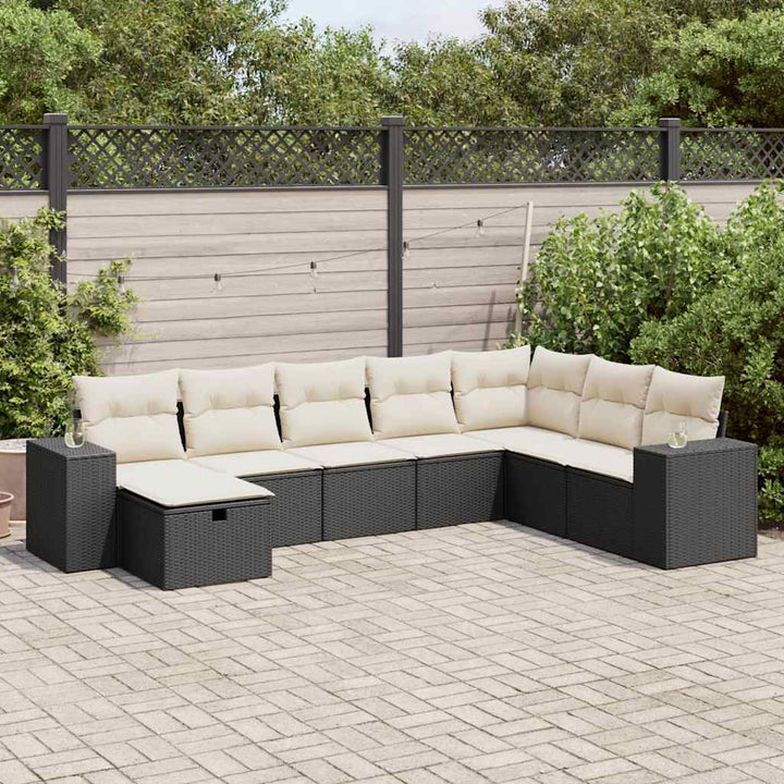 Set Canapele De Grădină, 8 Piese, Cu Perne, Bej, Poliratan