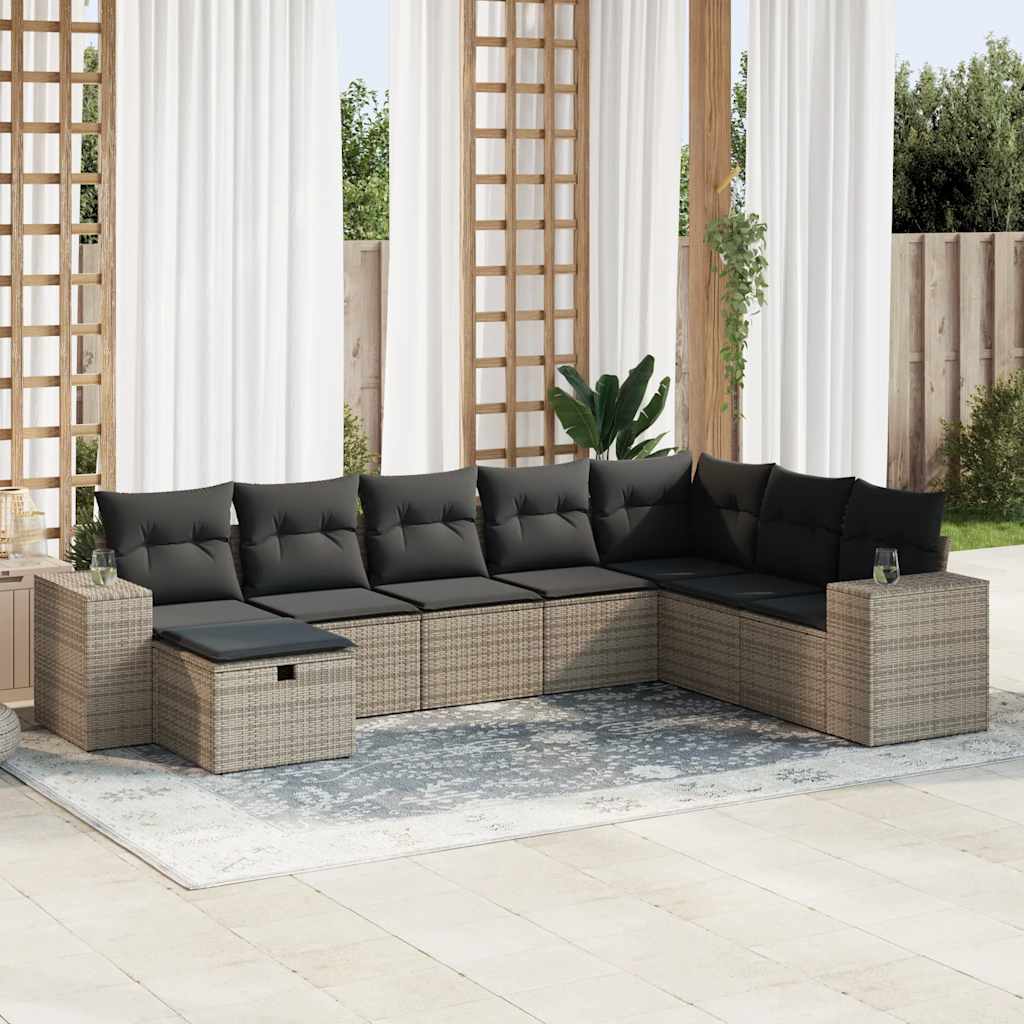 Set Canapele De Grădină, 8 Piese, Cu Perne, Bej, Poliratan