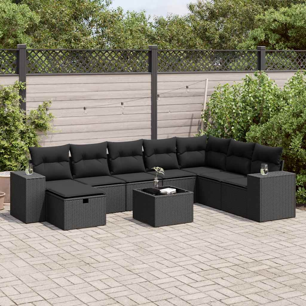 Set Canapele De Grădină, 8 Piese, Cu Perne, Bej, Poliratan
