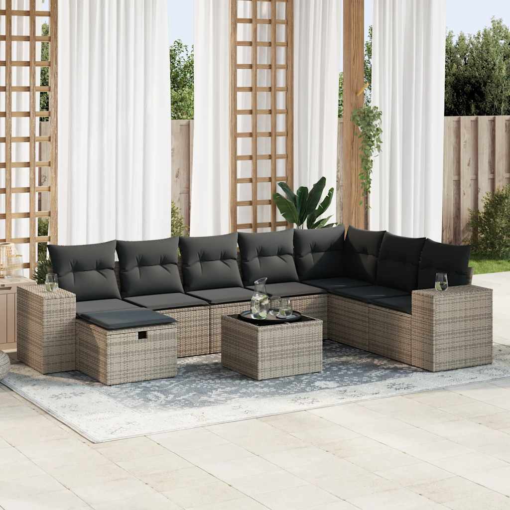 Set Canapele De Grădină, 8 Piese, Cu Perne, Bej, Poliratan