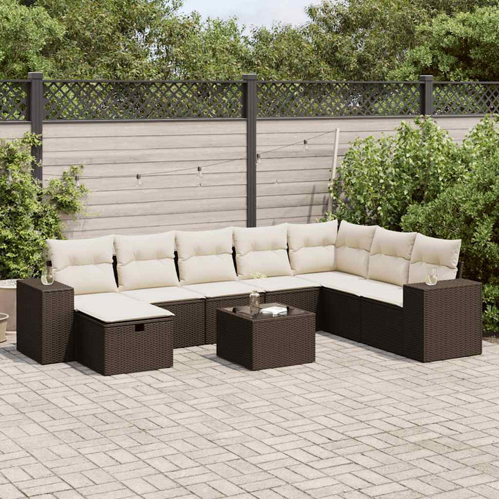 Set Canapele De Grădină, 8 Piese, Cu Perne, Bej, Poliratan