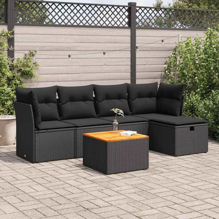 Set Mobilier Grădină Cu Perne, 6 Piese, , Poliratan