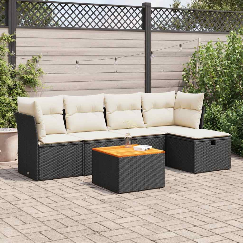 Set Mobilier Grădină Cu Perne, 6 Piese, , Poliratan