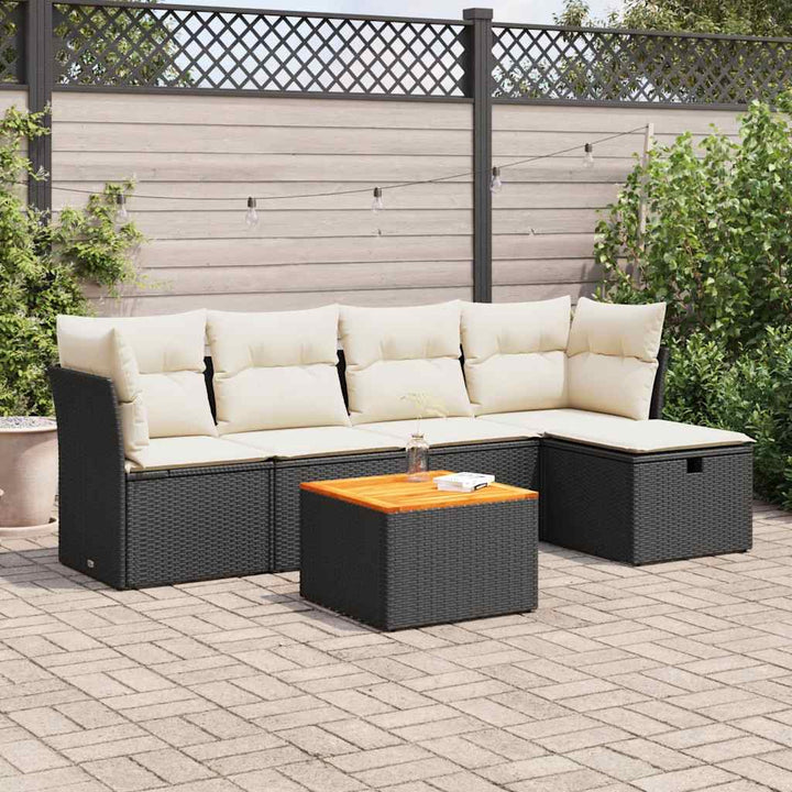 Set Mobilier Grădină Cu Perne, 6 Piese, , Poliratan