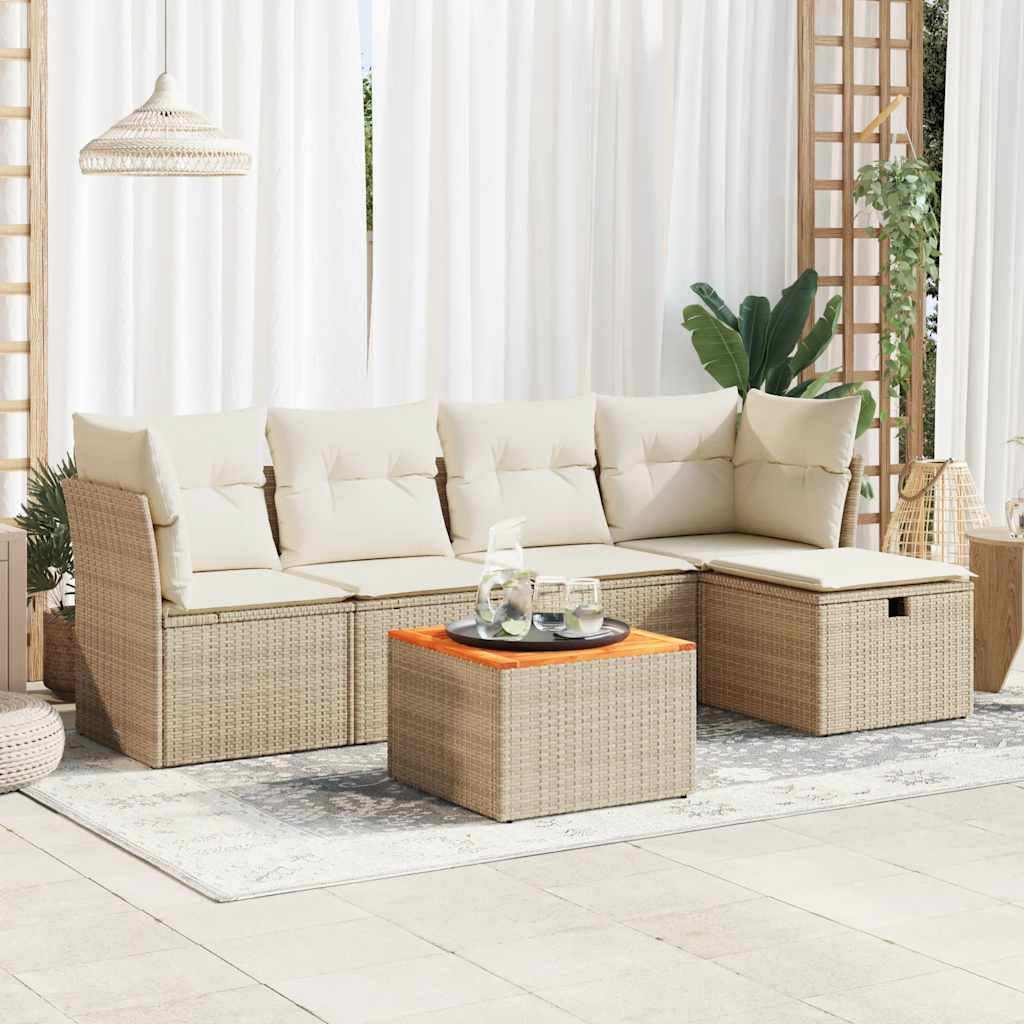 Set Mobilier Grădină Cu Perne, 6 Piese, , Poliratan