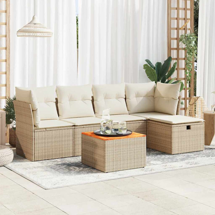 Set Mobilier Grădină Cu Perne, 6 Piese, , Poliratan