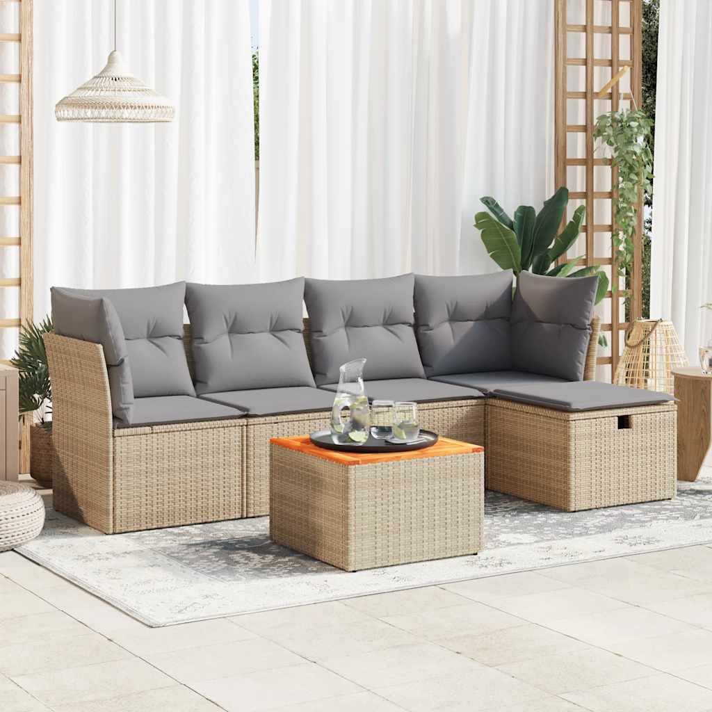 Set Mobilier Grădină Cu Perne, 6 Piese, , Poliratan