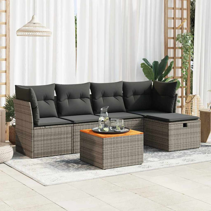 Set Mobilier Grădină Cu Perne, 6 Piese, , Poliratan