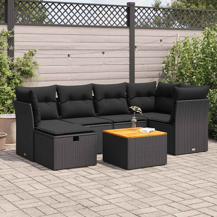 Set Canapele De Grădină Cu Perne, 7 Piese, , Poliratan