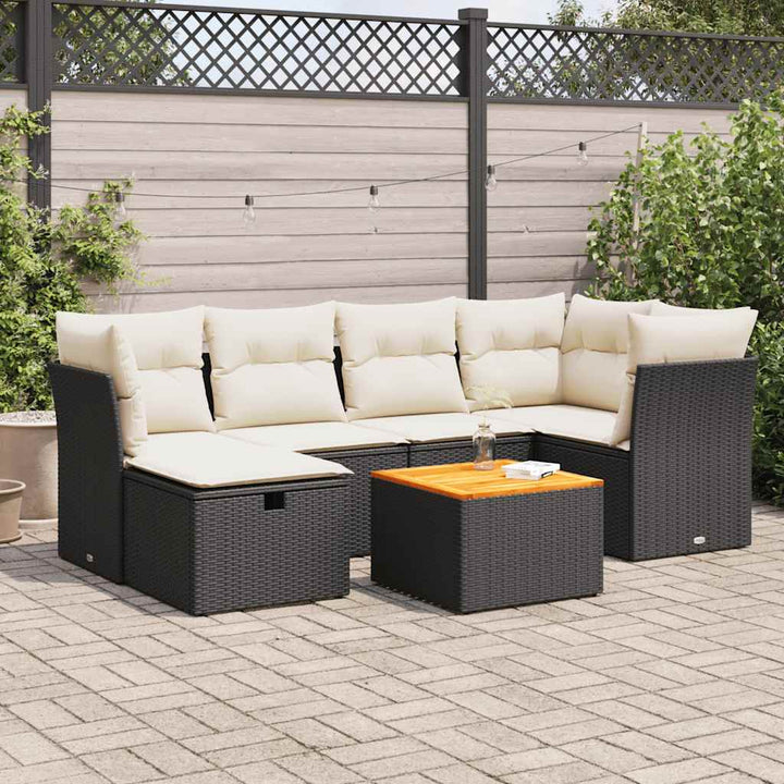 Set Canapele De Grădină Cu Perne, 7 Piese, , Poliratan