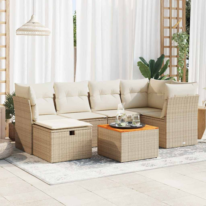 Set Canapele De Grădină Cu Perne, 7 Piese, , Poliratan