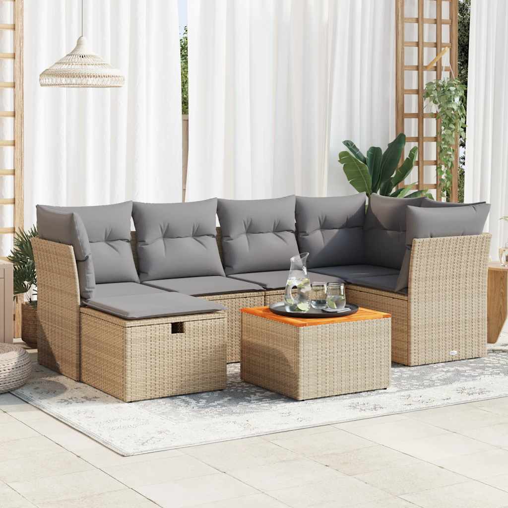 Set Canapele De Grădină Cu Perne, 7 Piese, , Poliratan