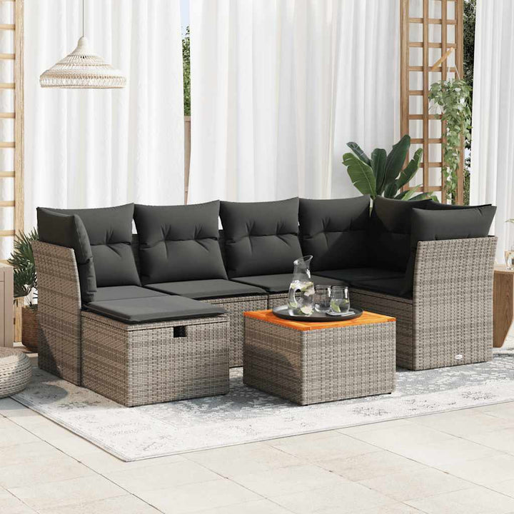 Set Canapele De Grădină Cu Perne, 7 Piese, , Poliratan