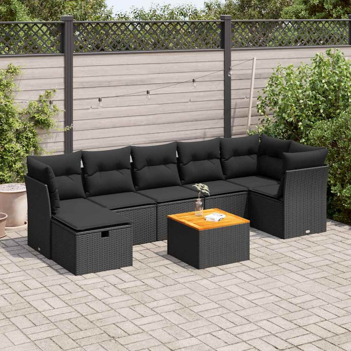 Set Canapele De Grădină Cu Perne, 8 Piese, Gri, Poliratan