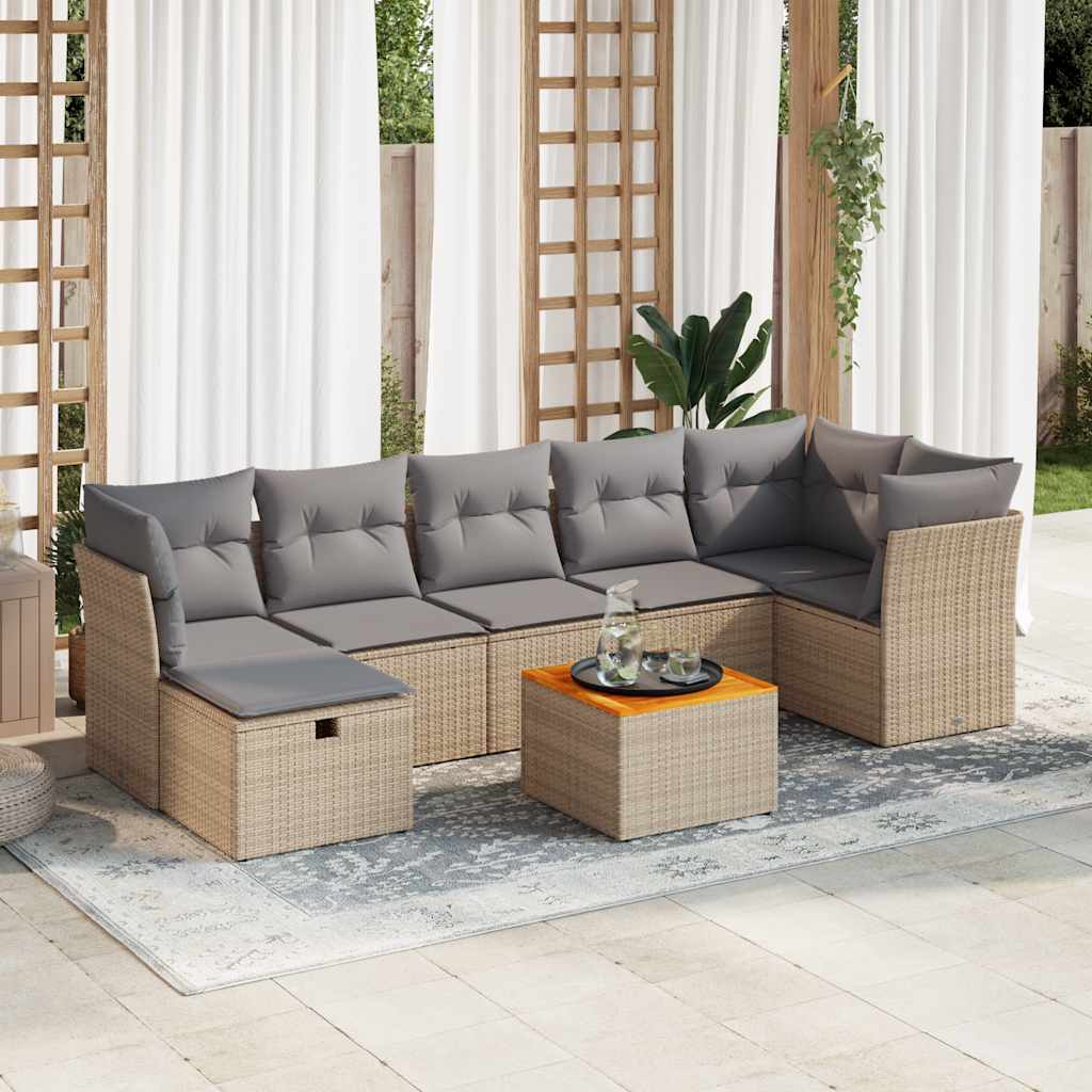 Set Canapele De Grădină Cu Perne, 8 Piese, Gri, Poliratan