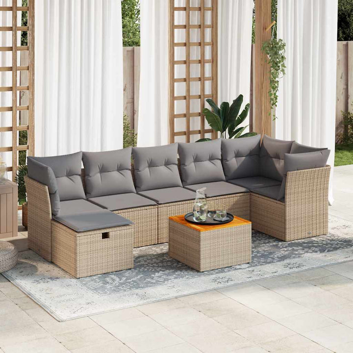 Set Canapele De Grădină Cu Perne, 8 Piese, Gri, Poliratan
