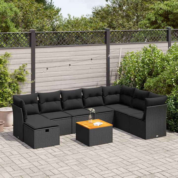 Set Canapele De Grădină, 9 Piese, Cu Perne, , Poliratan