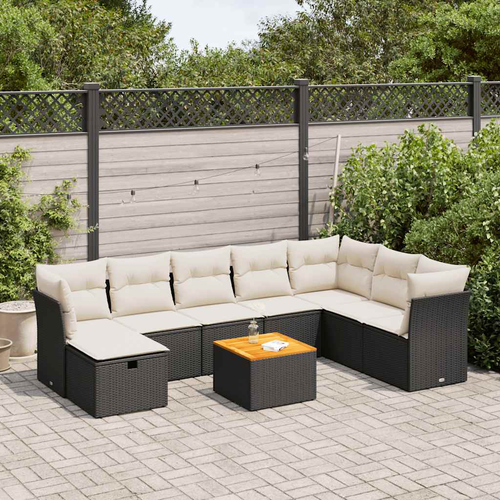 Set Canapele De Grădină, 9 Piese, Cu Perne, , Poliratan