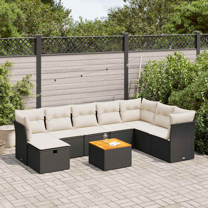 Set Canapele De Grădină, 9 Piese, Cu Perne, , Poliratan