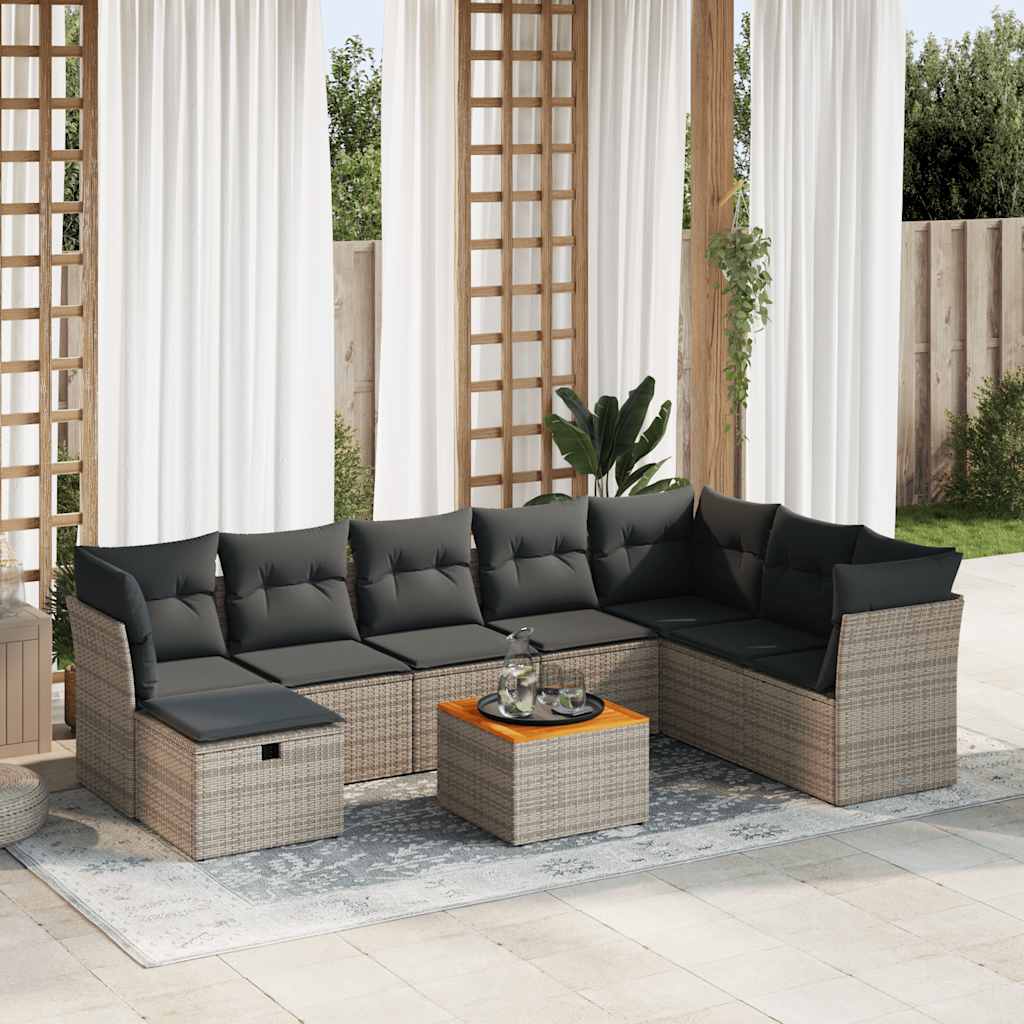 Set Canapele De Grădină, 9 Piese, Cu Perne, , Poliratan