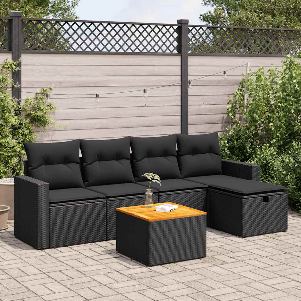 Set Mobilier Grădină Cu Perne, 6 Piese, , Poliratan