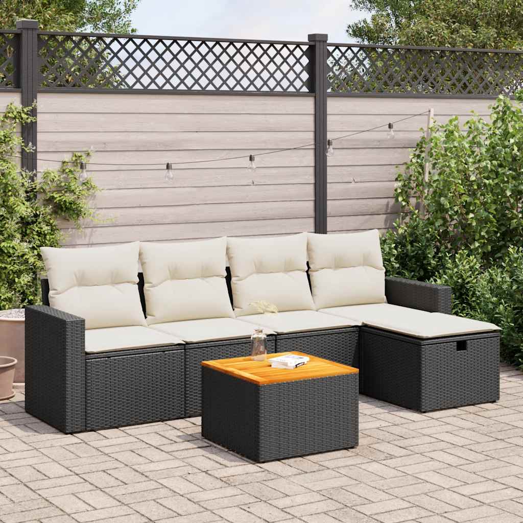 Set Mobilier Grădină Cu Perne, 6 Piese, , Poliratan