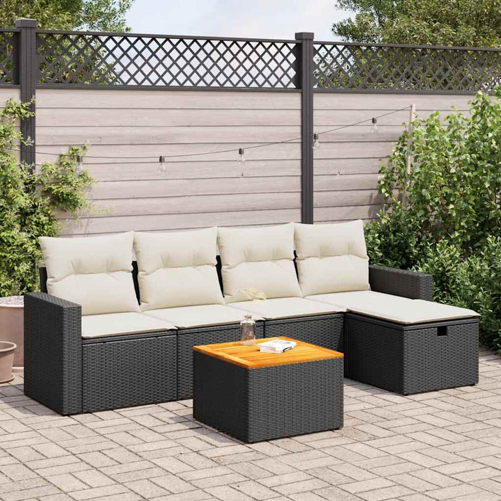 Set Mobilier Grădină Cu Perne, 6 Piese, , Poliratan