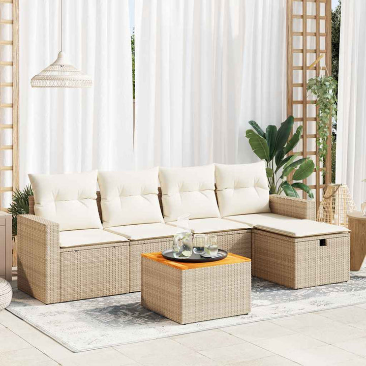 Set Mobilier Grădină Cu Perne, 6 Piese, , Poliratan