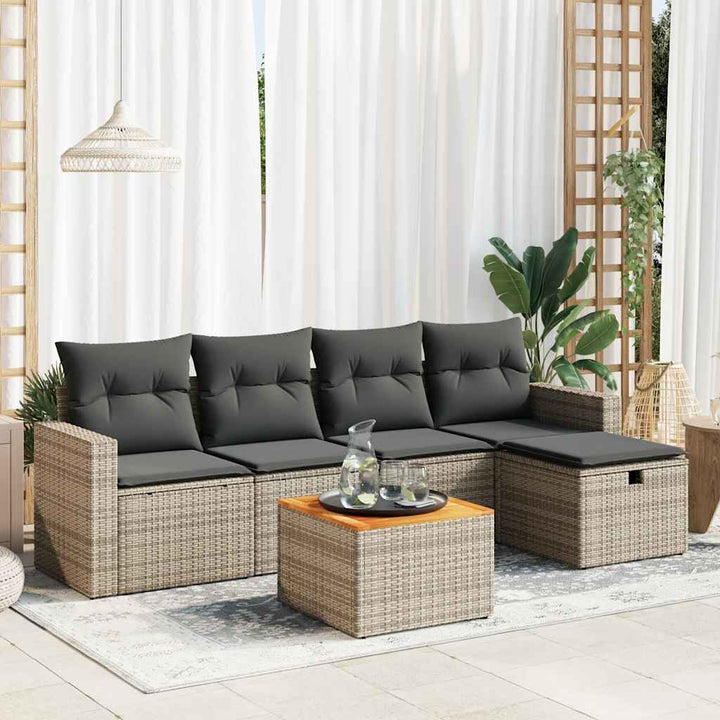 Set Mobilier Grădină Cu Perne, 6 Piese, , Poliratan