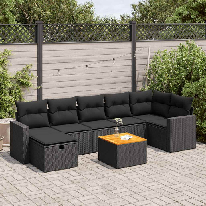 Set Canapele De Grădină Cu Perne, 8 Piese, Gri, Poliratan