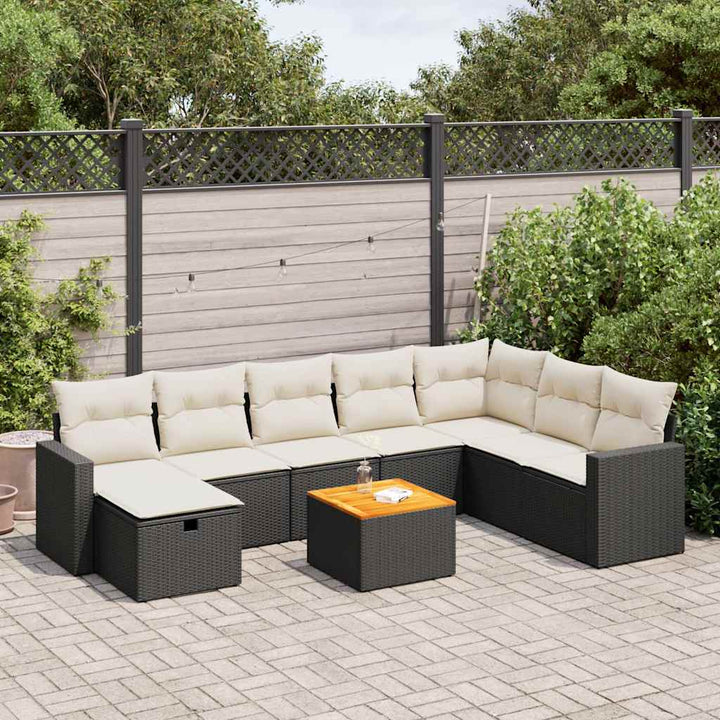Set Mobilier De Grădină Cu Perne, 9 Piese, , Poliratan