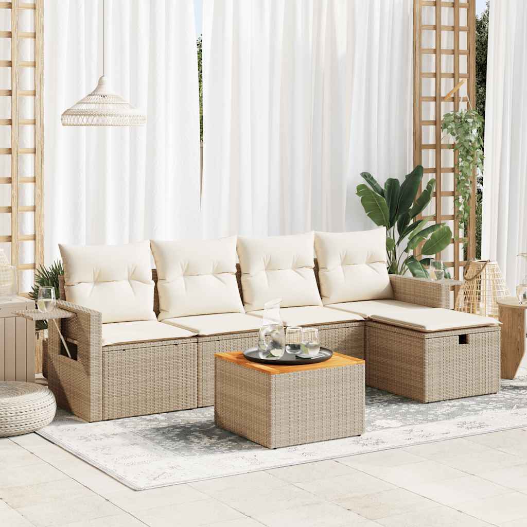 Set Mobilier De Grădină Cu Perne, 6 Piese, , Poliratan