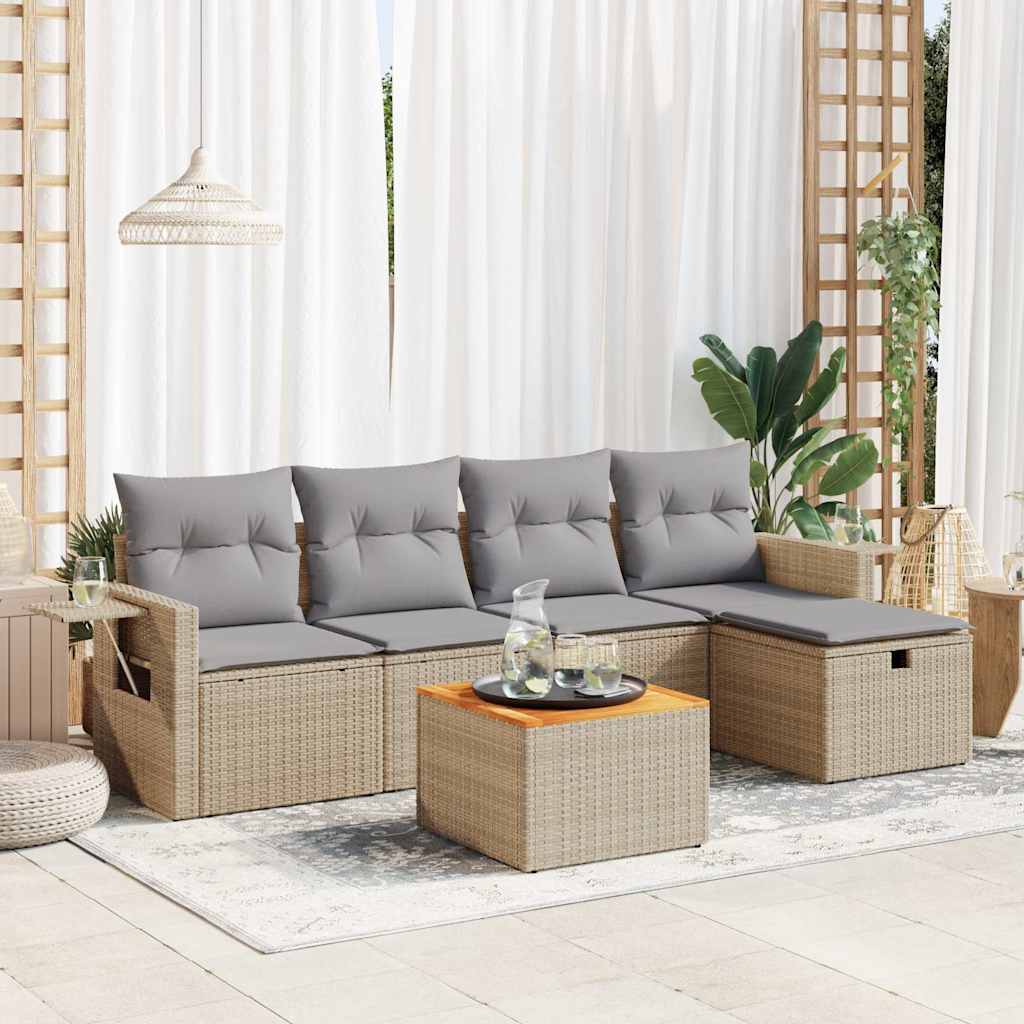 Set Mobilier De Grădină Cu Perne, 6 Piese, , Poliratan